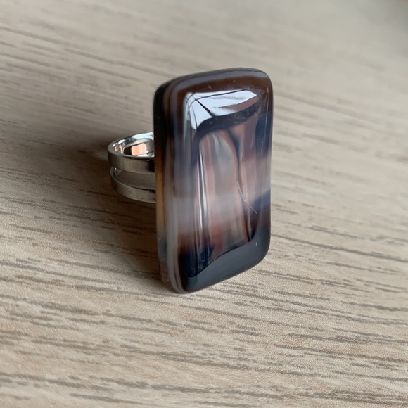 CREATION - Brown white Glass Ring - OZ - Picture 9 of 13